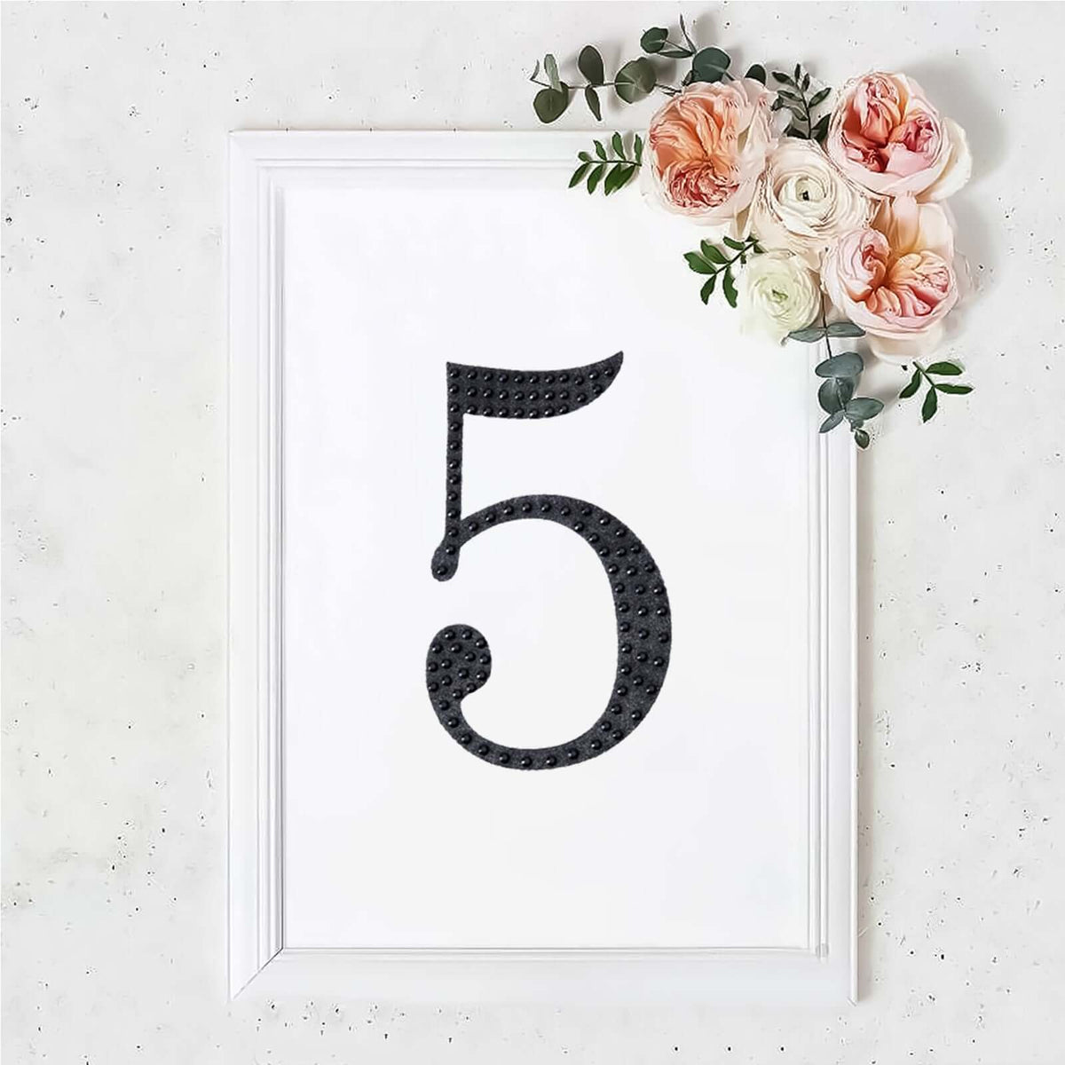 Decorative Rhinestone Number "5" Stickers, Glitter Adhesive Craft Numbers Black DIY Sparkle Embellishments 8"