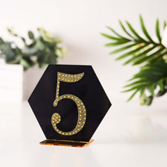 Decorative Rhinestone Number "5" Stickers, Glitter Adhesive Craft Numbers Gold DIY Sparkle Embellishments 4"