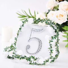 Decorative Rhinestone Number "5" Stickers, Glitter Adhesive Craft Numbers Silver DIY Sparkle Embellishments 6"