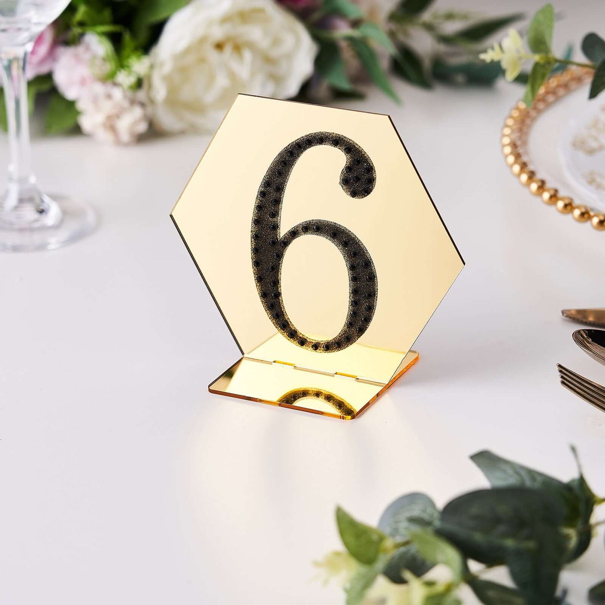 Decorative Rhinestone Number "6" Stickers, Glitter Adhesive Craft Numbers Black DIY Sparkle Embellishments 4"