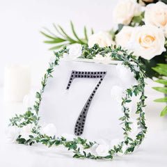 Decorative Rhinestone Number "7" Stickers, Glitter Adhesive Craft Numbers Black DIY Sparkle Embellishments 6"