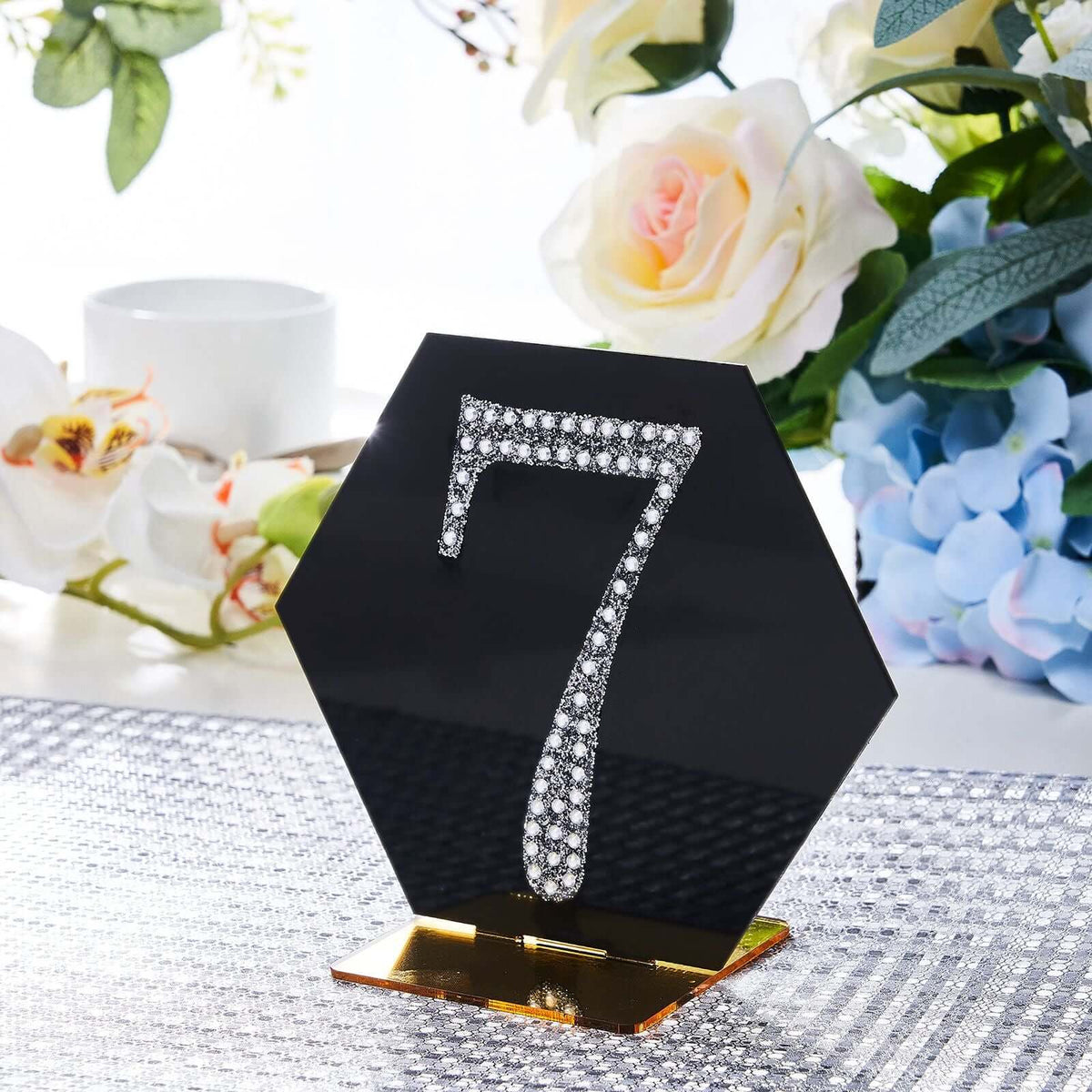 Decorative Rhinestone Number "7" Stickers, Glitter Adhesive Craft Numbers Silver DIY Sparkle Embellishments 4"