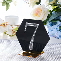 Decorative Rhinestone Number "7" Stickers, Glitter Adhesive Craft Numbers Silver DIY Sparkle Embellishments 4"