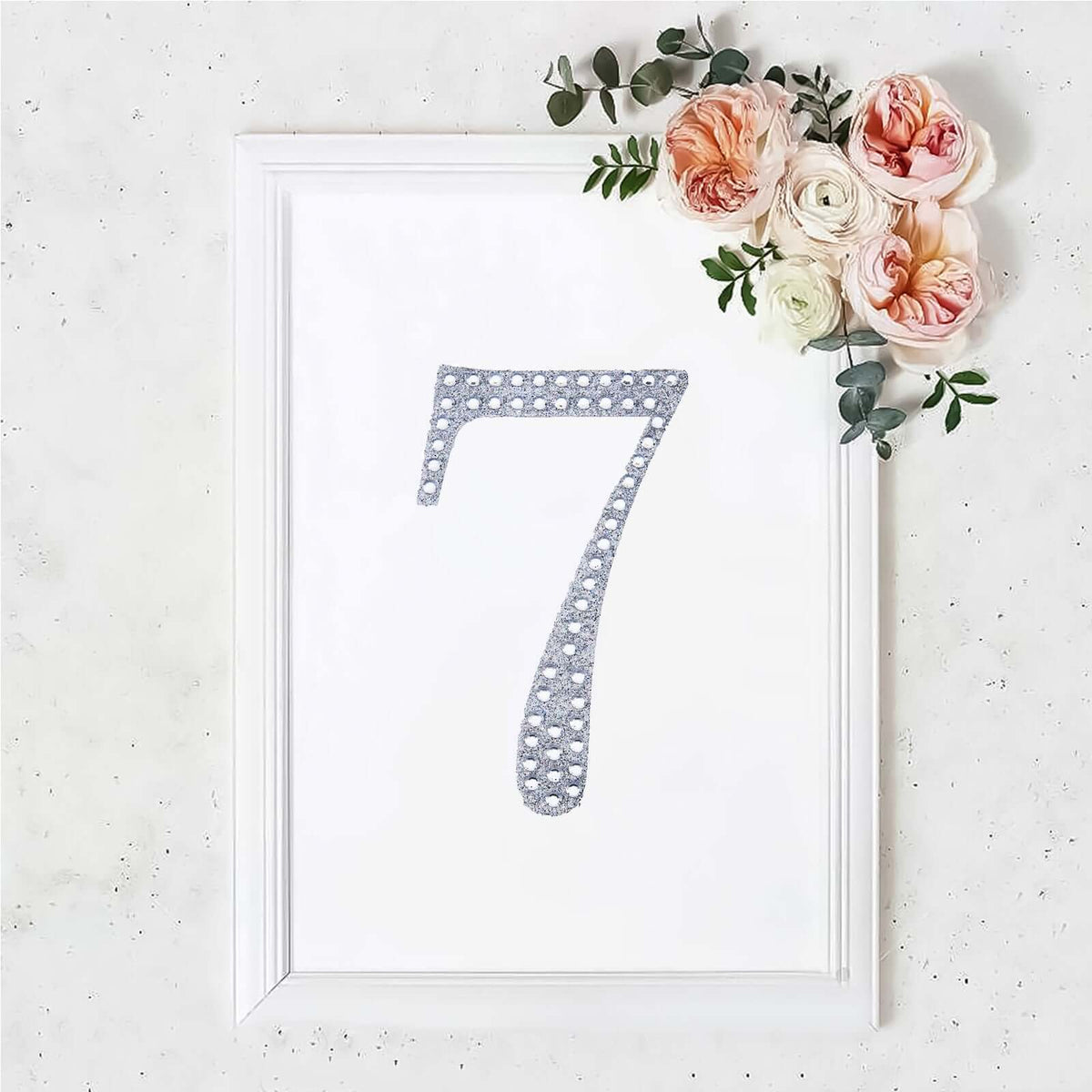 Decorative Rhinestone Number "7" Stickers, Glitter Adhesive Craft Numbers Silver DIY Sparkle Embellishments 8"