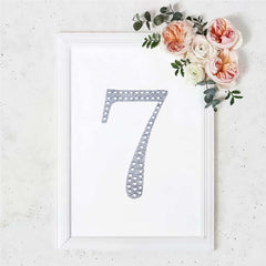 Decorative Rhinestone Number "7" Stickers, Glitter Adhesive Craft Numbers Silver DIY Sparkle Embellishments 8"