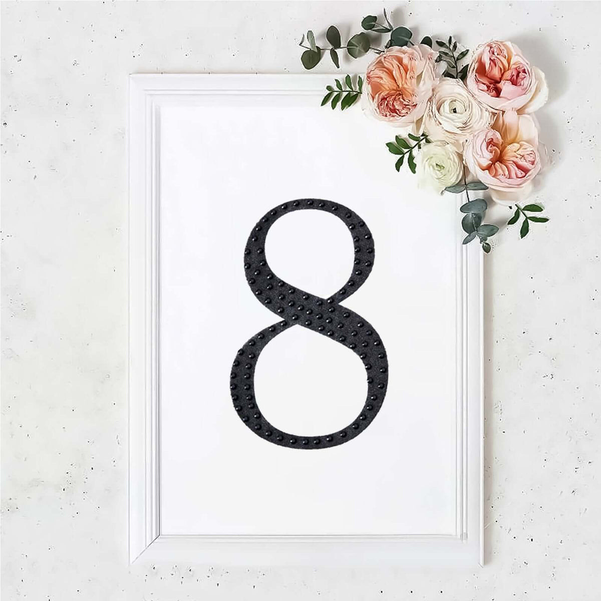 Decorative Rhinestone Number "8" Stickers, Glitter Adhesive Craft Numbers Black DIY Sparkle Embellishments 8"