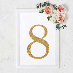 Decorative Rhinestone Number "8" Stickers, Glitter Adhesive Craft Numbers Gold DIY Sparkle Embellishments 8"