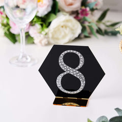 Decorative Rhinestone Number "8" Stickers, Glitter Adhesive Craft Numbers Silver DIY Sparkle Embellishments 4"