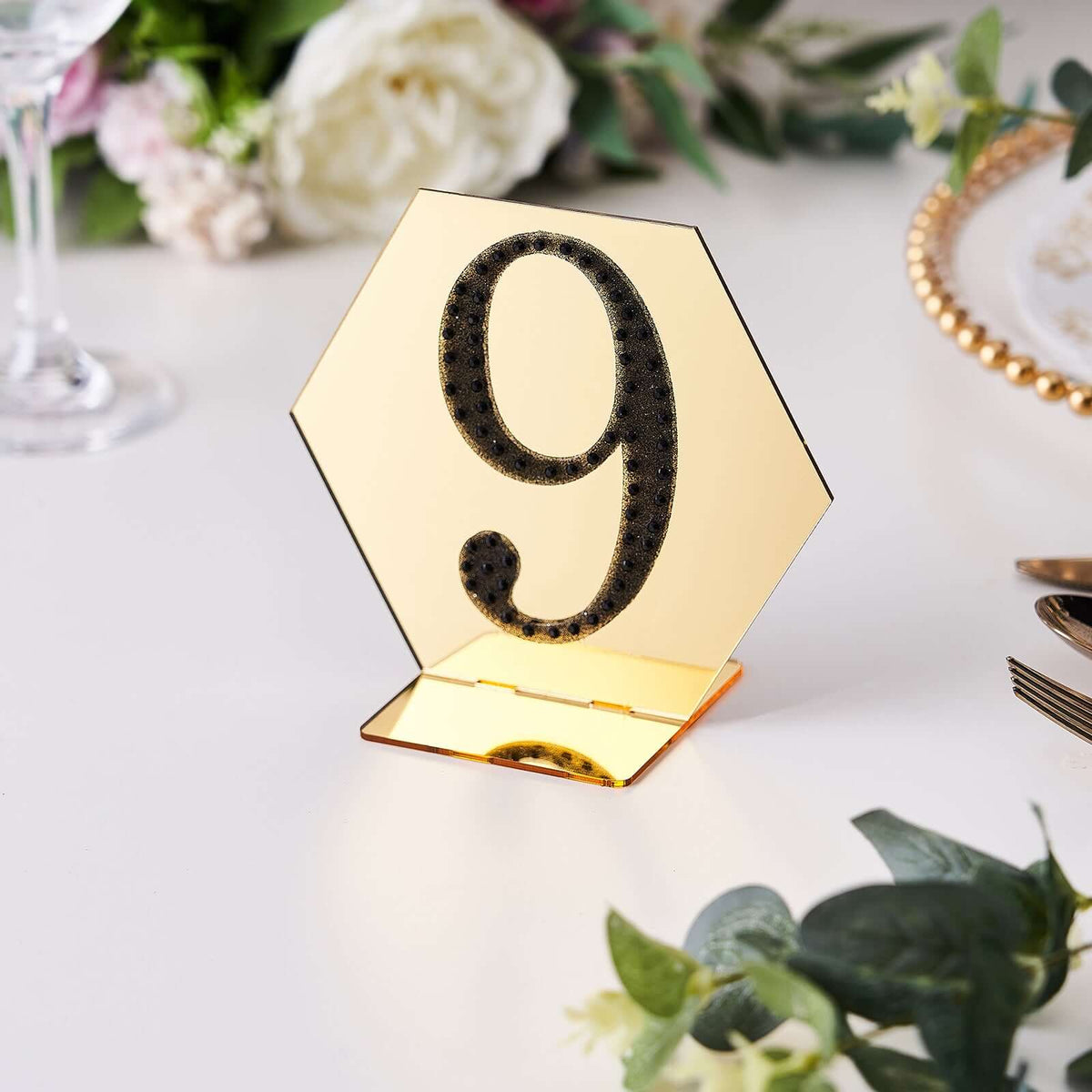 Decorative Rhinestone Number "9" Stickers, Glitter Adhesive Craft Numbers Black DIY Sparkle Embellishments 4"