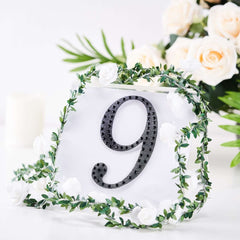Decorative Rhinestone Number "9" Stickers, Glitter Adhesive Craft Numbers Black DIY Sparkle Embellishments 6"