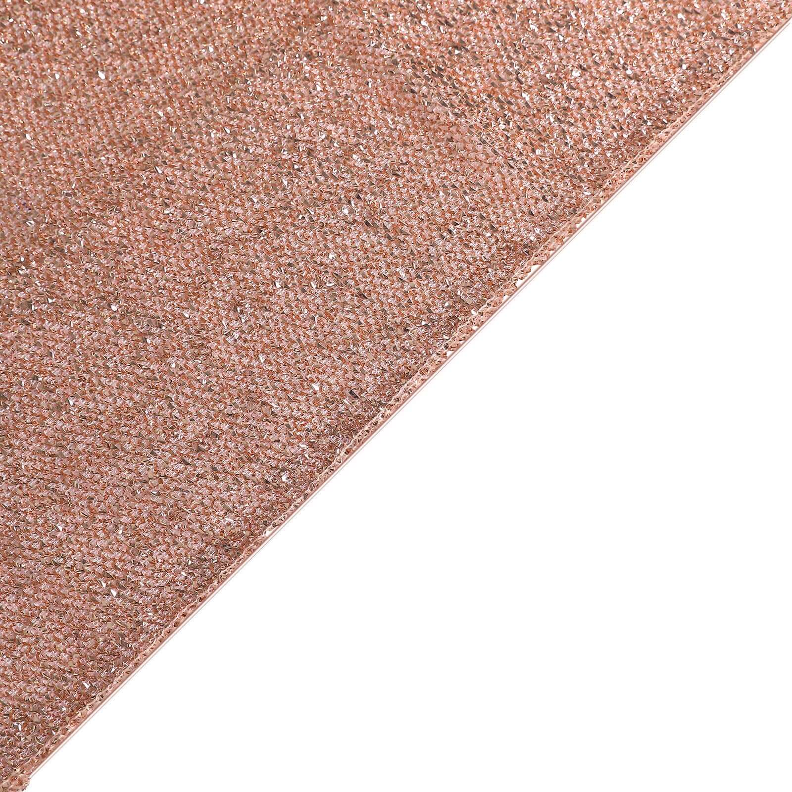 Shimmer Tinsel Spandex 72"x30" Rectangle Tablecloth Metallic Rose Gold Glittered Shiny Stretch Table Cover for Gleaming Event Decor