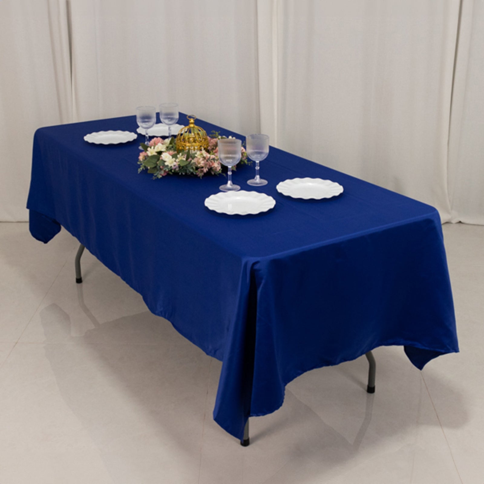 Lamour Satin 60"x102" Rectangle Tablecloth Royal Blue - Durable & Silky Soft Feel Table Cover