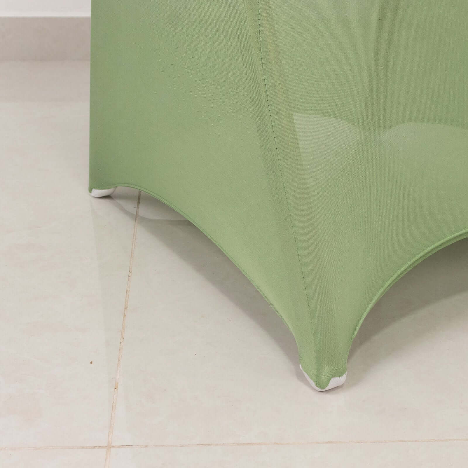 Spandex Chair Cover with Silver Rhinestone Buckled Sash Band Sage Green - Stretch Fitted Slipcover