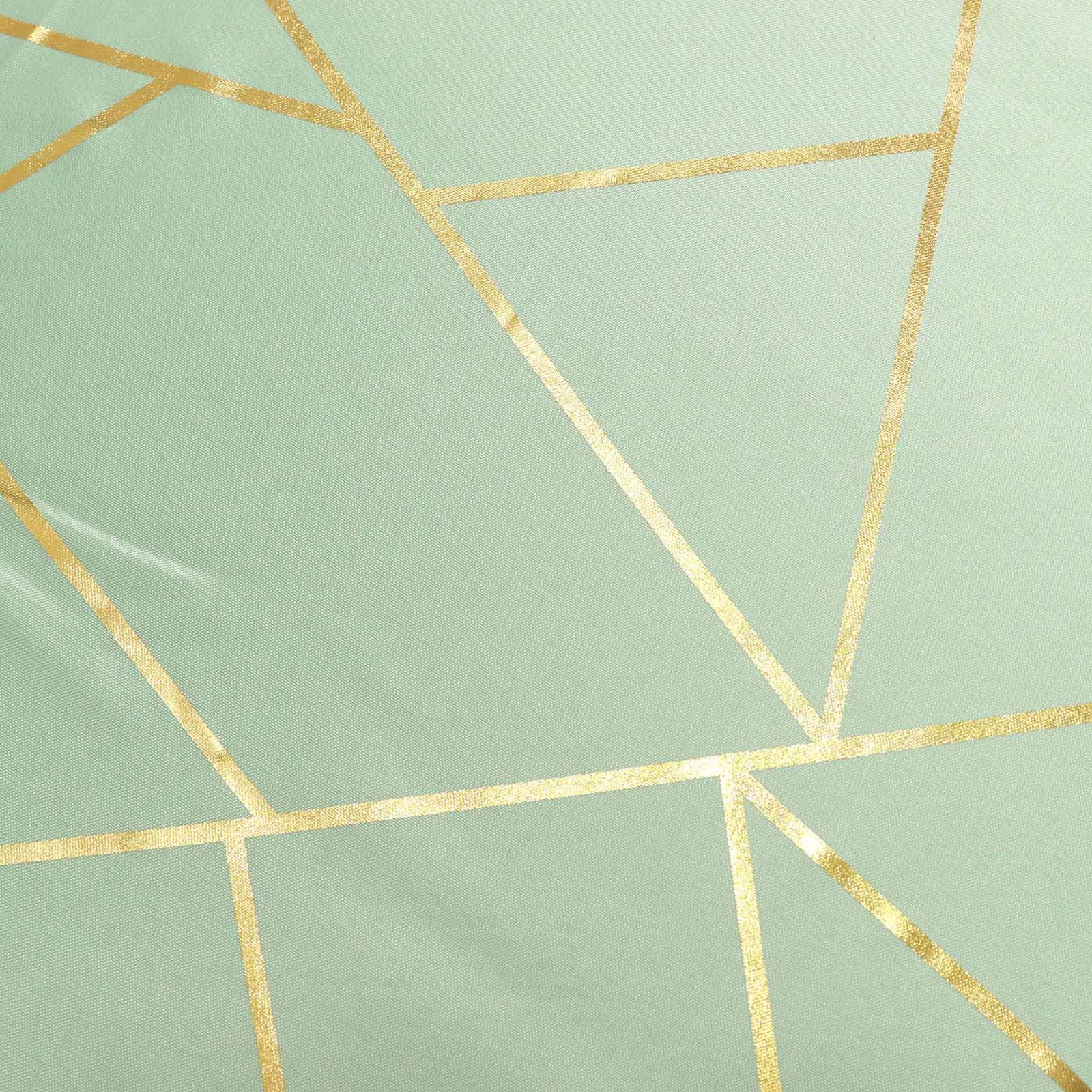 Polyester 54"x54" Table Overlay Square Tablecloth Sage Green with Gold Foil Geometric Pattern - Wrinkle-Resistant & Durable for Stylish Settings