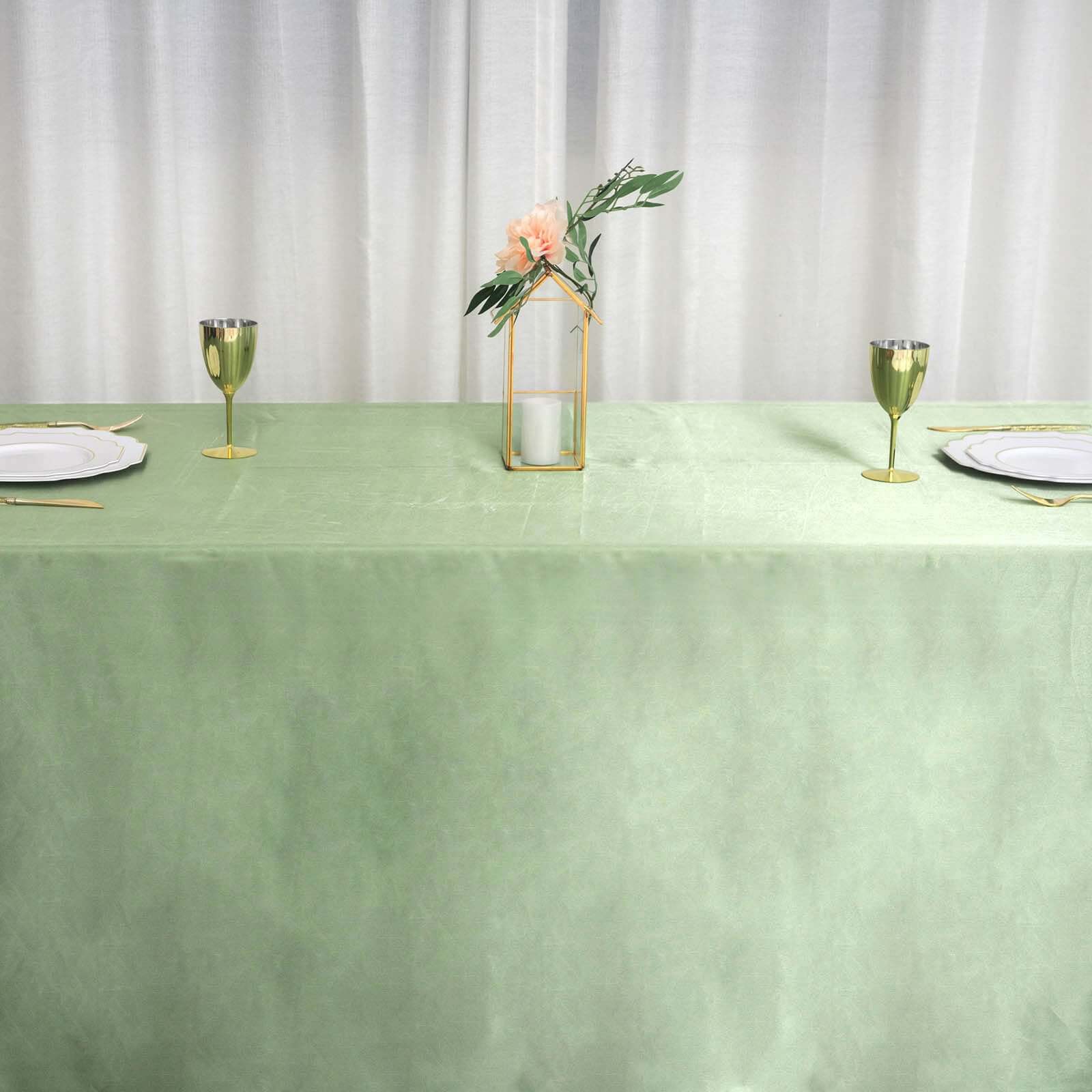 Satin Rectangular 90"x156" Tablecloth Sage Green - Seamless Table Cover