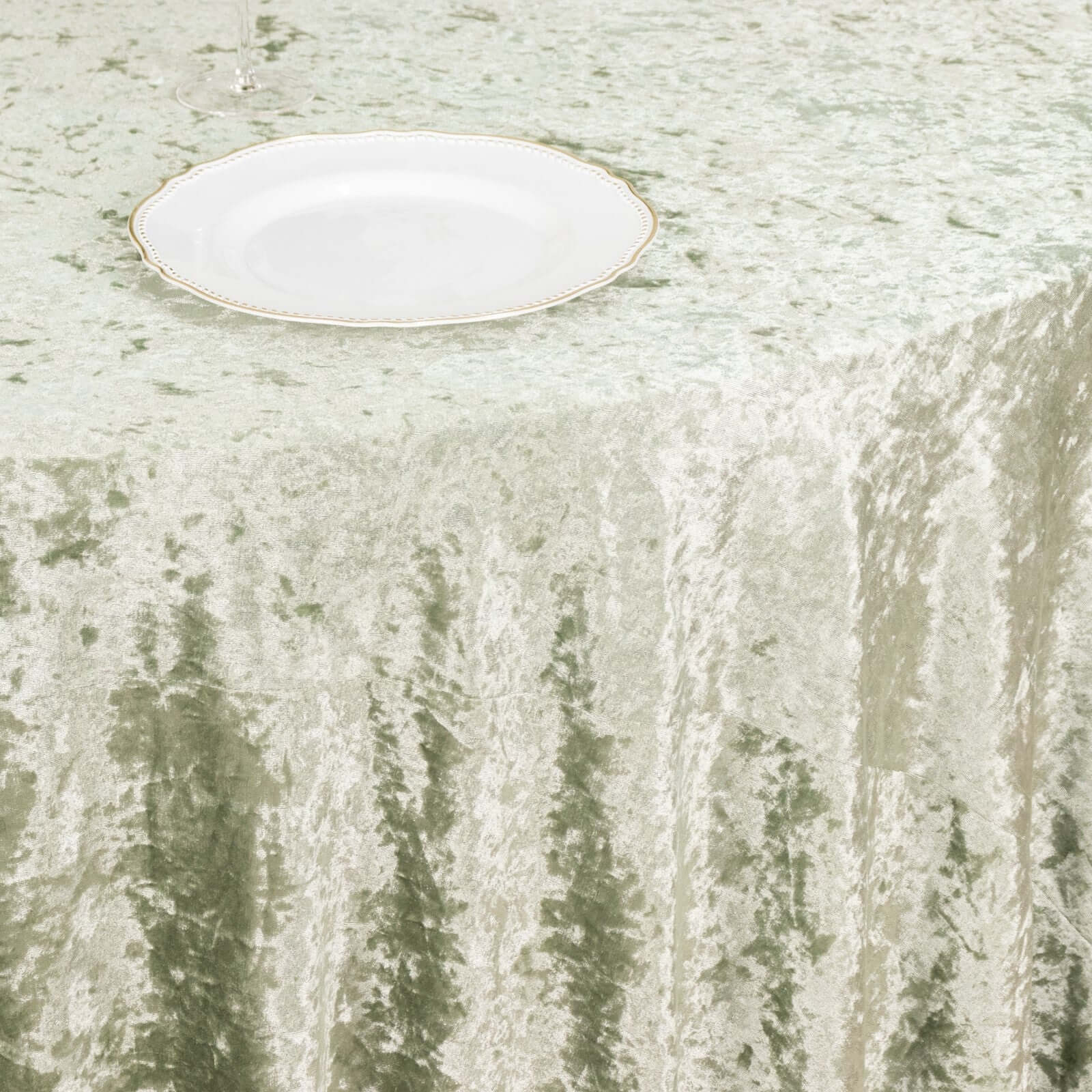 Taffeta 90"x90" Table Overlay Square Tablecloth Sage Green - Accordion Crinkle Table Cover