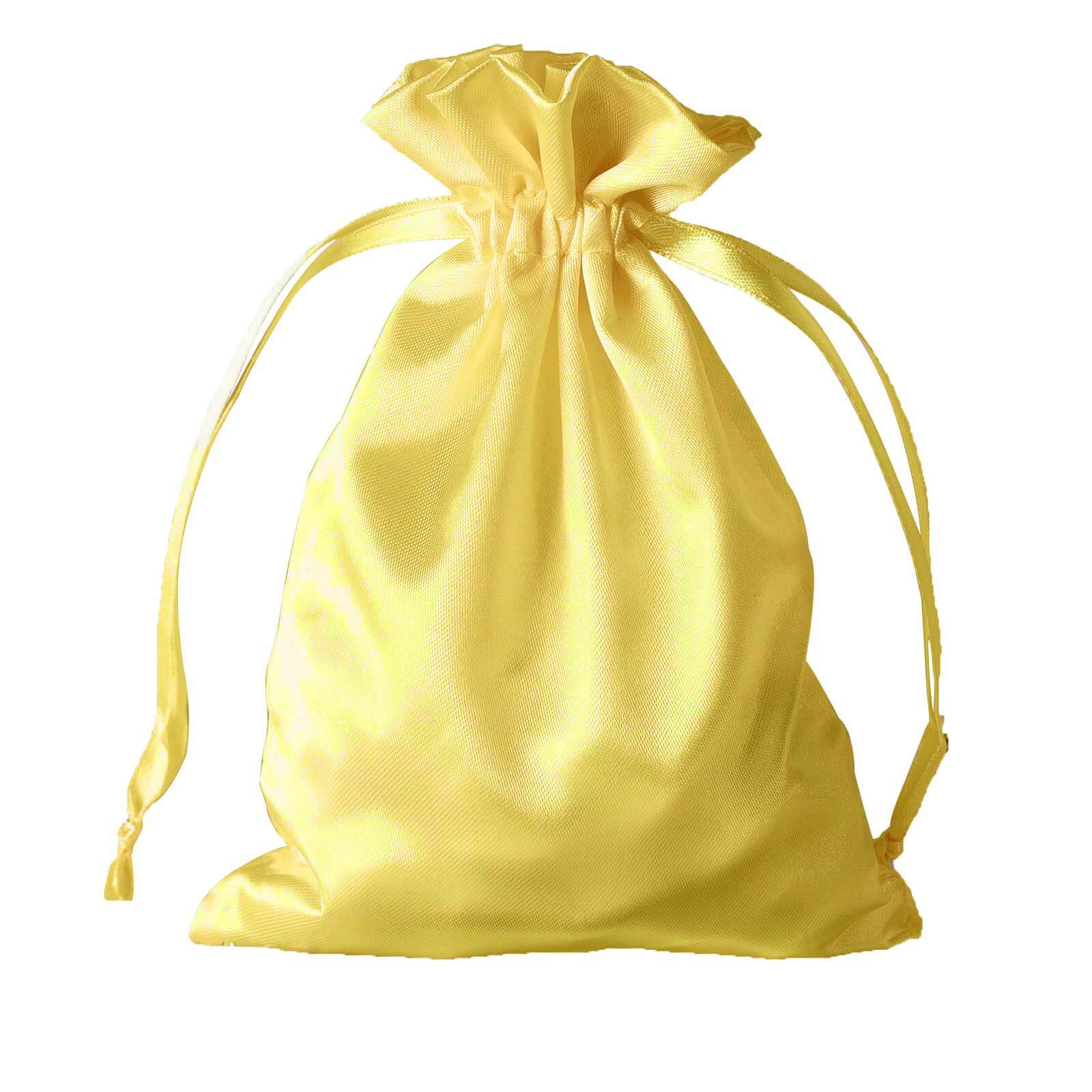 12 Pack 5"x7" Gold Satin Drawstring Wedding Party Favor Gift Bags