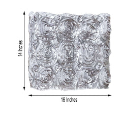 Satin 16" Chair Caps with Rosette Design for Chiavari Chairs Silver - Exquisite Chair Back Cover for Weddings & Parties