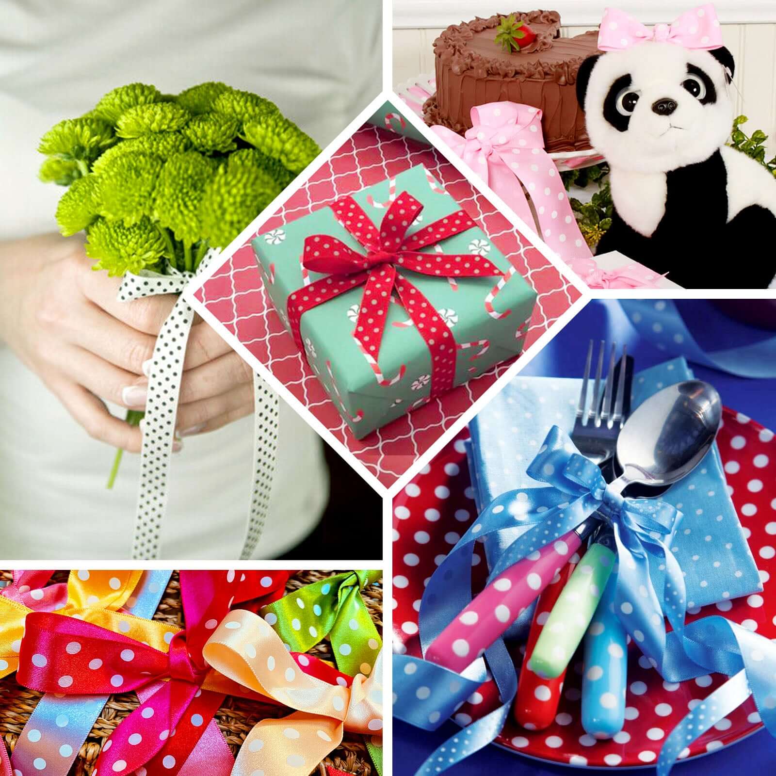 25 Yards 1/8" Light Blue Satin Polka Dot Ribbon - Clearance SALE