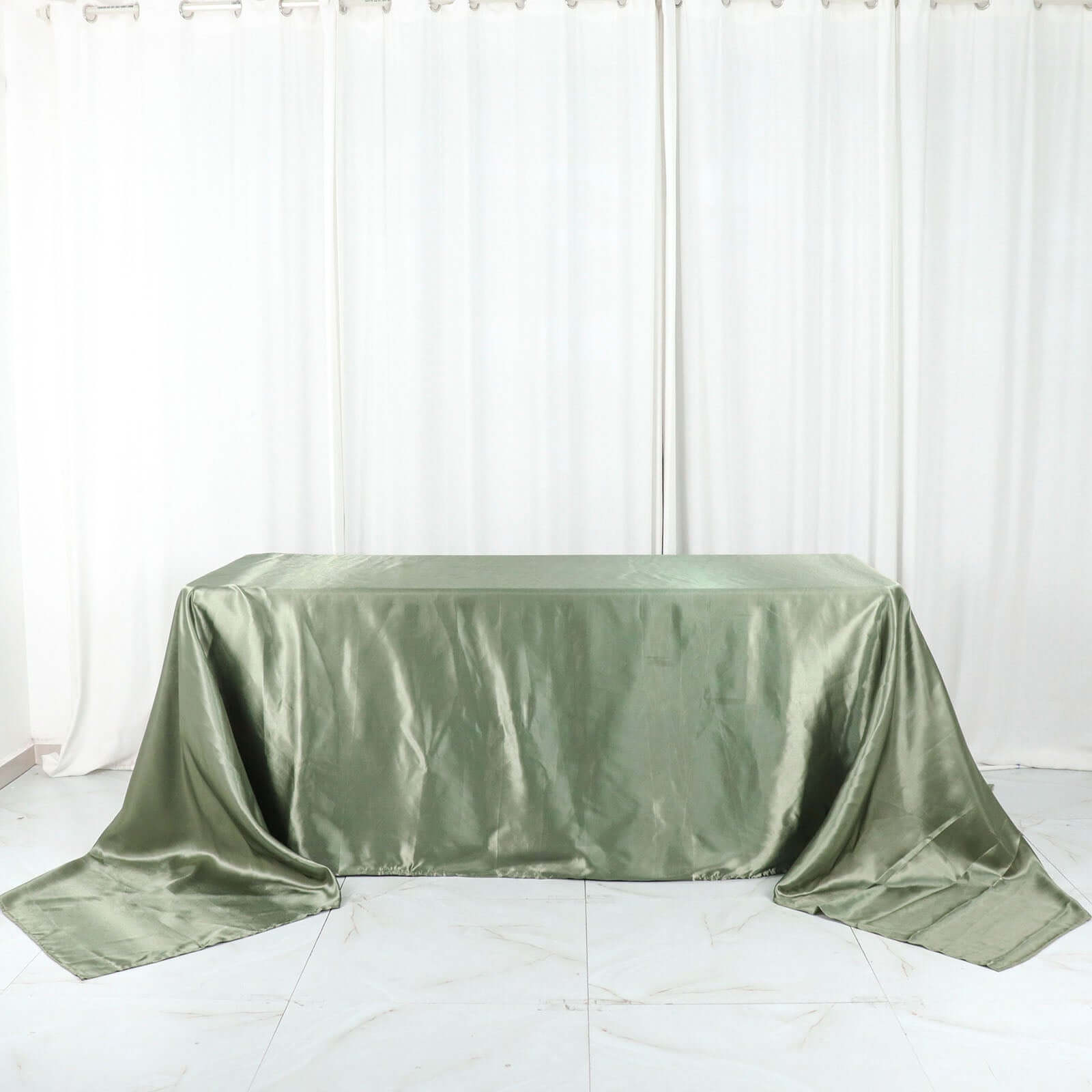 Satin Rectangular 90"x156" Tablecloth Dusty Sage Green - Seamless Table Cover