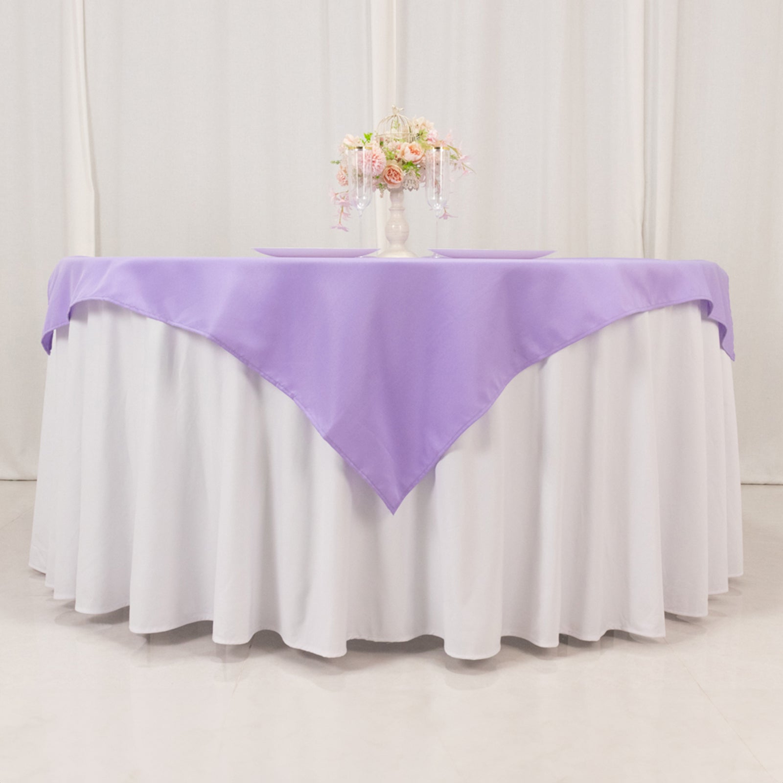 Premium Polyester 54"x54" Table Overlay Square Tablecloth Lavender Lilac - Stain and Wrinkle-Resistant 220GSM Table Topper