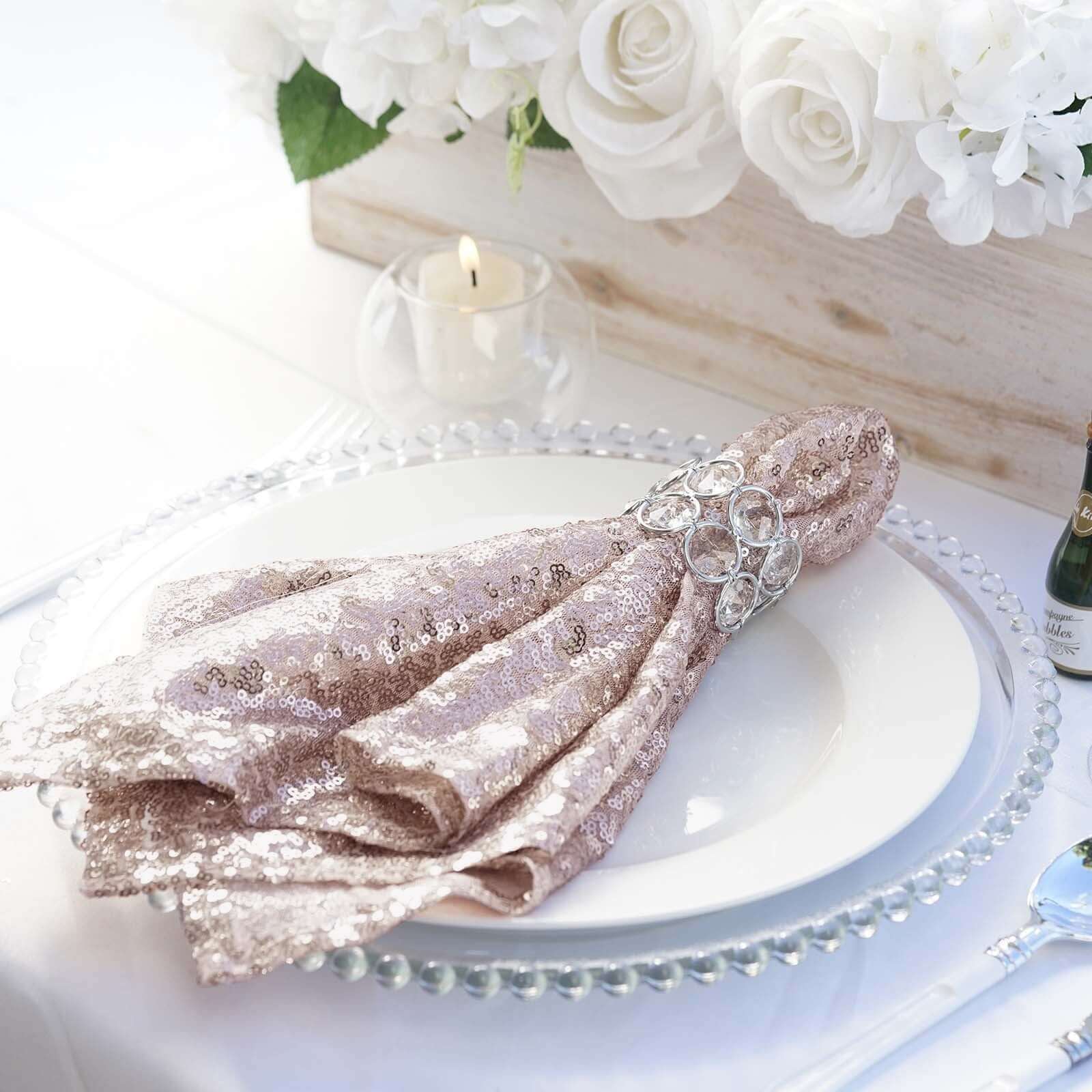 Sequin 20"x20" Napkin Blush - Shimmering Dinner Napkin