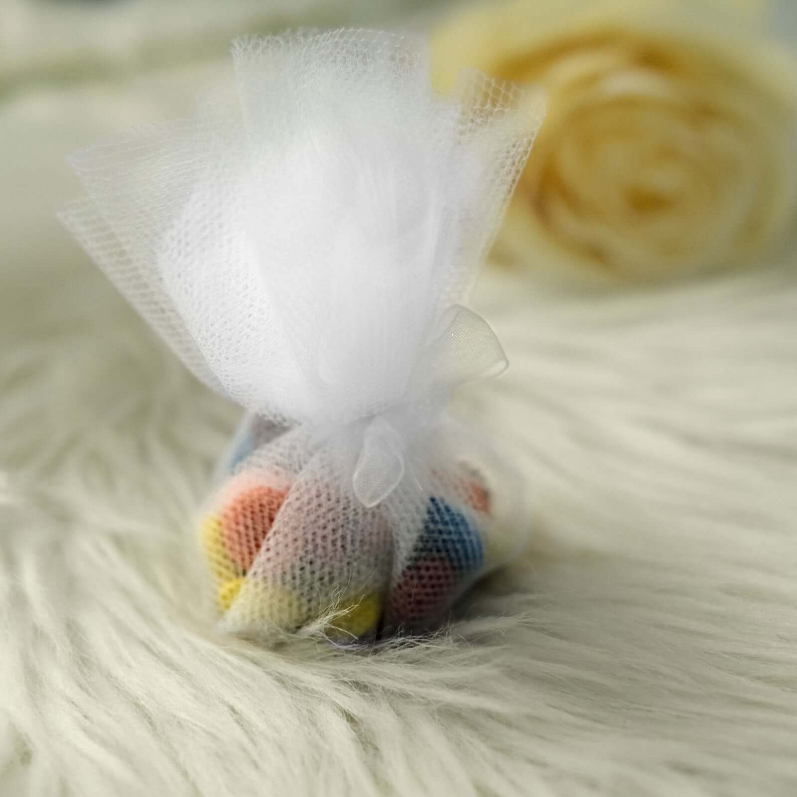 25 Pack 9" White Sheer Nylon Tulle Circles Favor Wrap, DIY Craft Fabric