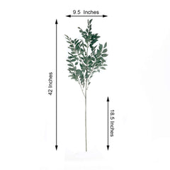 2 Bushes 42" Tall Frosted Green Artificial Silk Beech Leaf Branches, Faux Plant Stem Vase Fillers