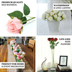 31" 24Pcs Cream Long Stem Artificial Silk Roses Flowers