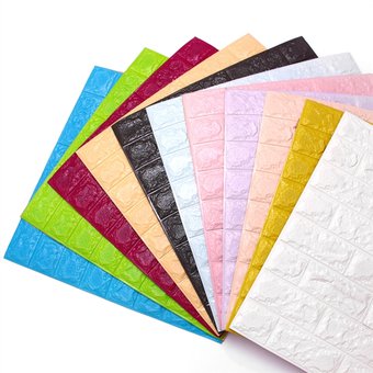 10 Pack Silver foam Brick Peel And Stick 3D Wall Tile Panels - Covers 58sq.ft