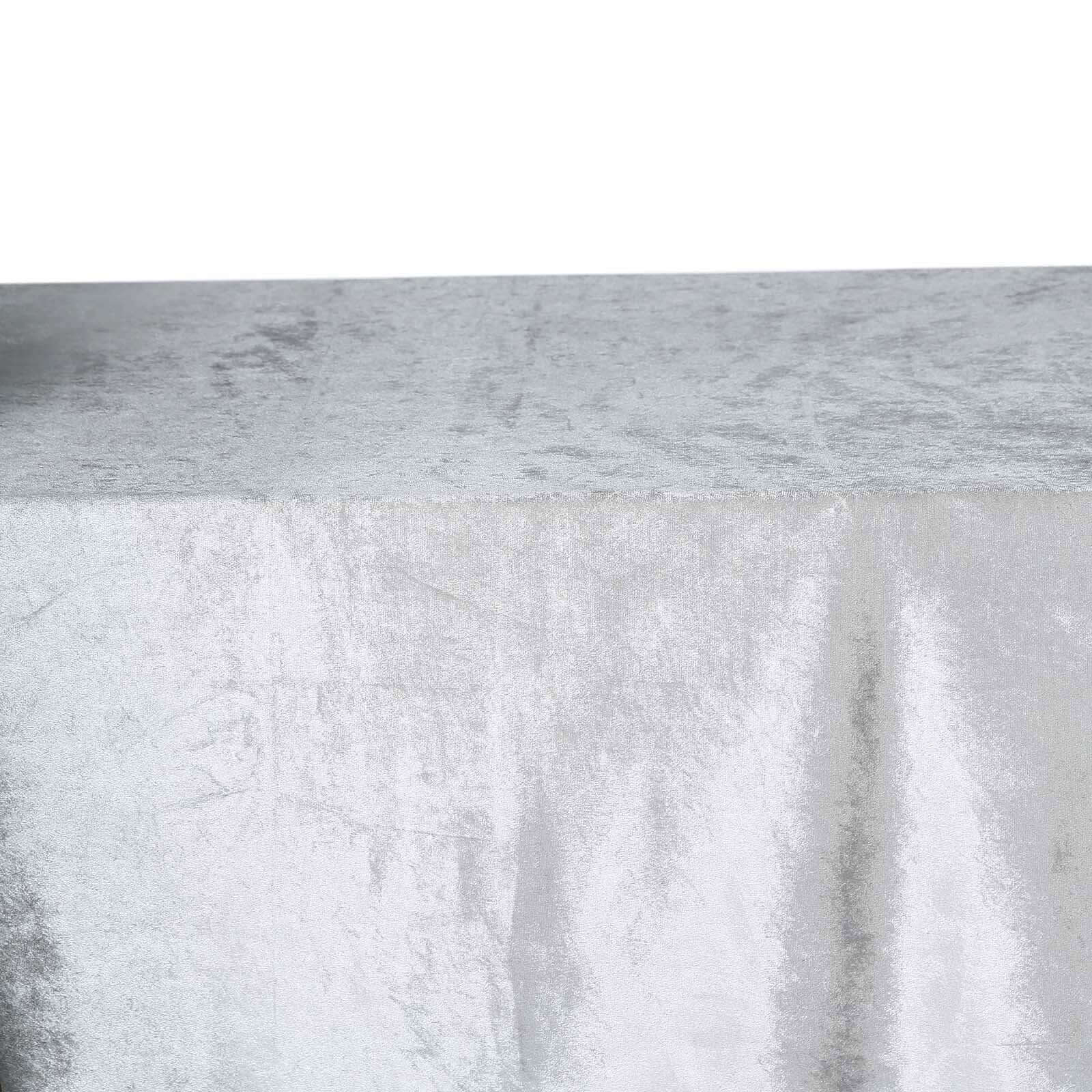 Premium Velvet 90"x132" Rectangle Tablecloth Silver - Reusable Soft & Seamless Table Cover
