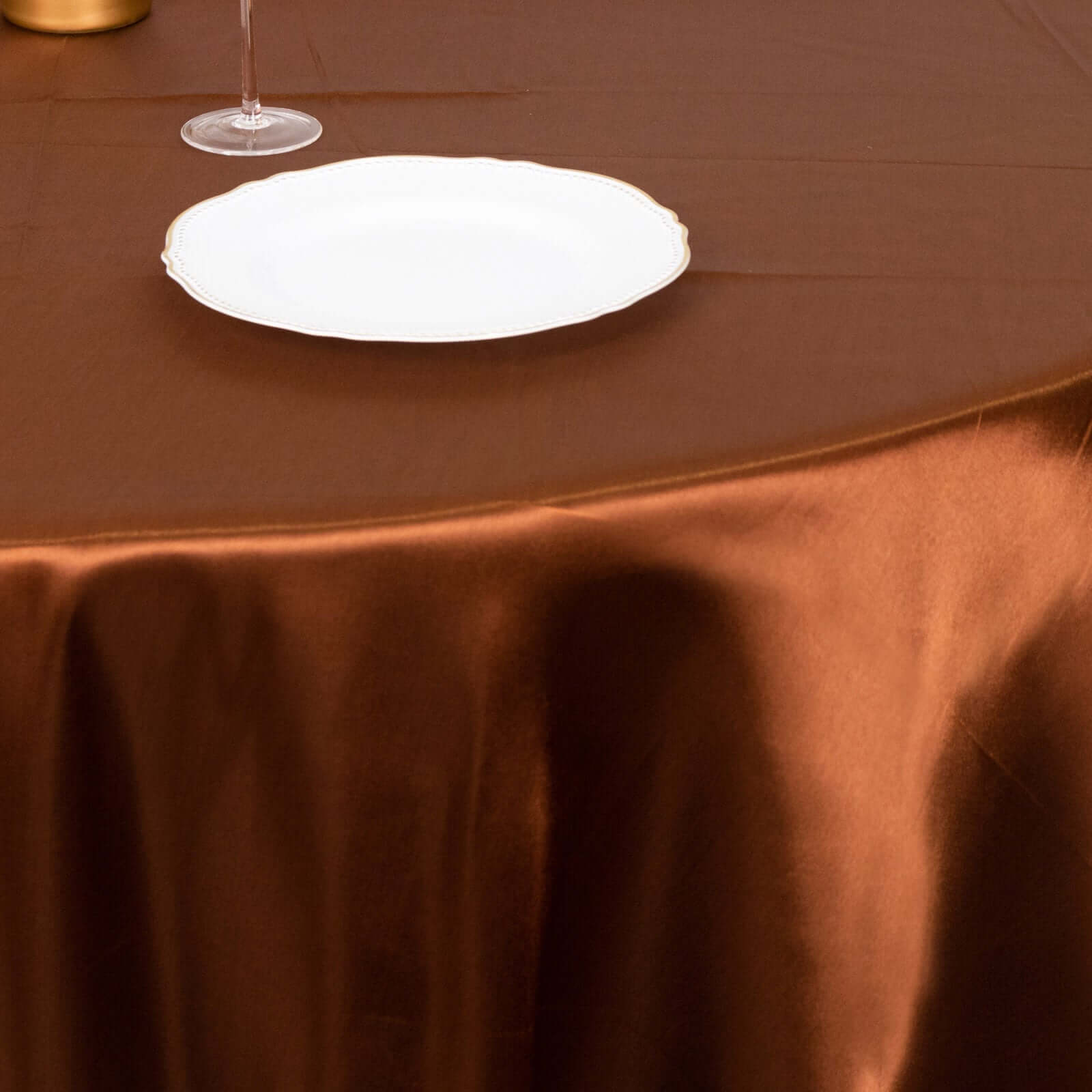 Satin 120" Round Tablecloth Cinnamon Brown - Stylish Seamless Table Cover
