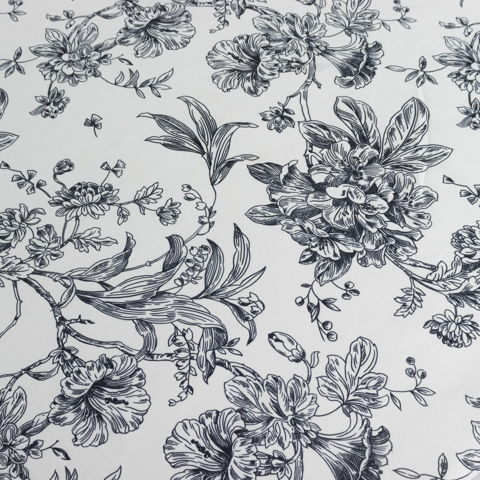 Polyester 70"x70" Square Tablecloth White - Black French Toile Pattern for Elegant Occasions