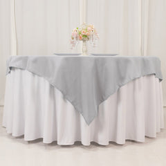 Premium Polyester 54"x54" Table Overlay Square Tablecloth Silver - Stain and Wrinkle-Resistant 220GSM Table Topper