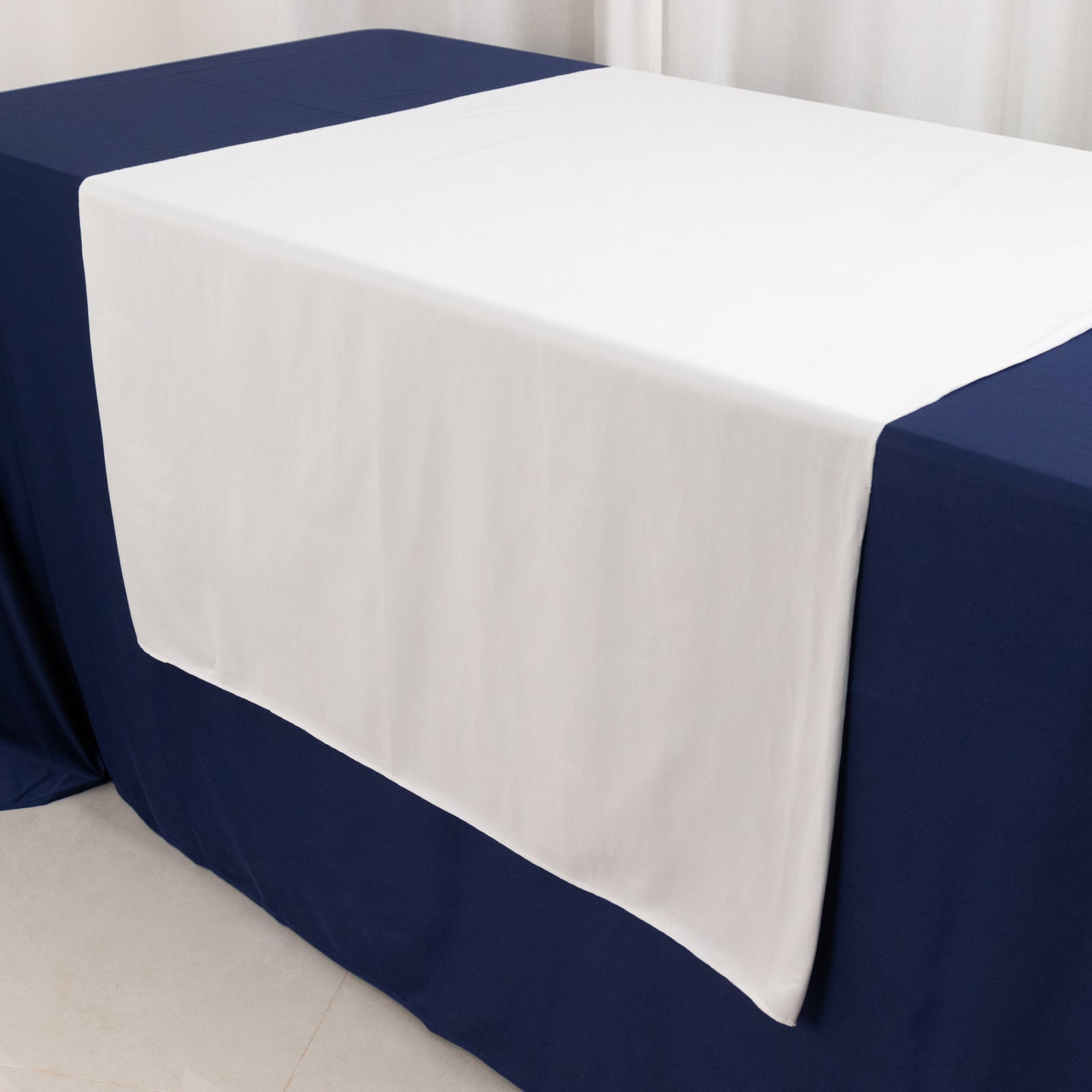 Scuba Polyester 36"x72" Wide Table Runner White - Wrinkle-Free Trade Show Table Linen for Events & Exhibits