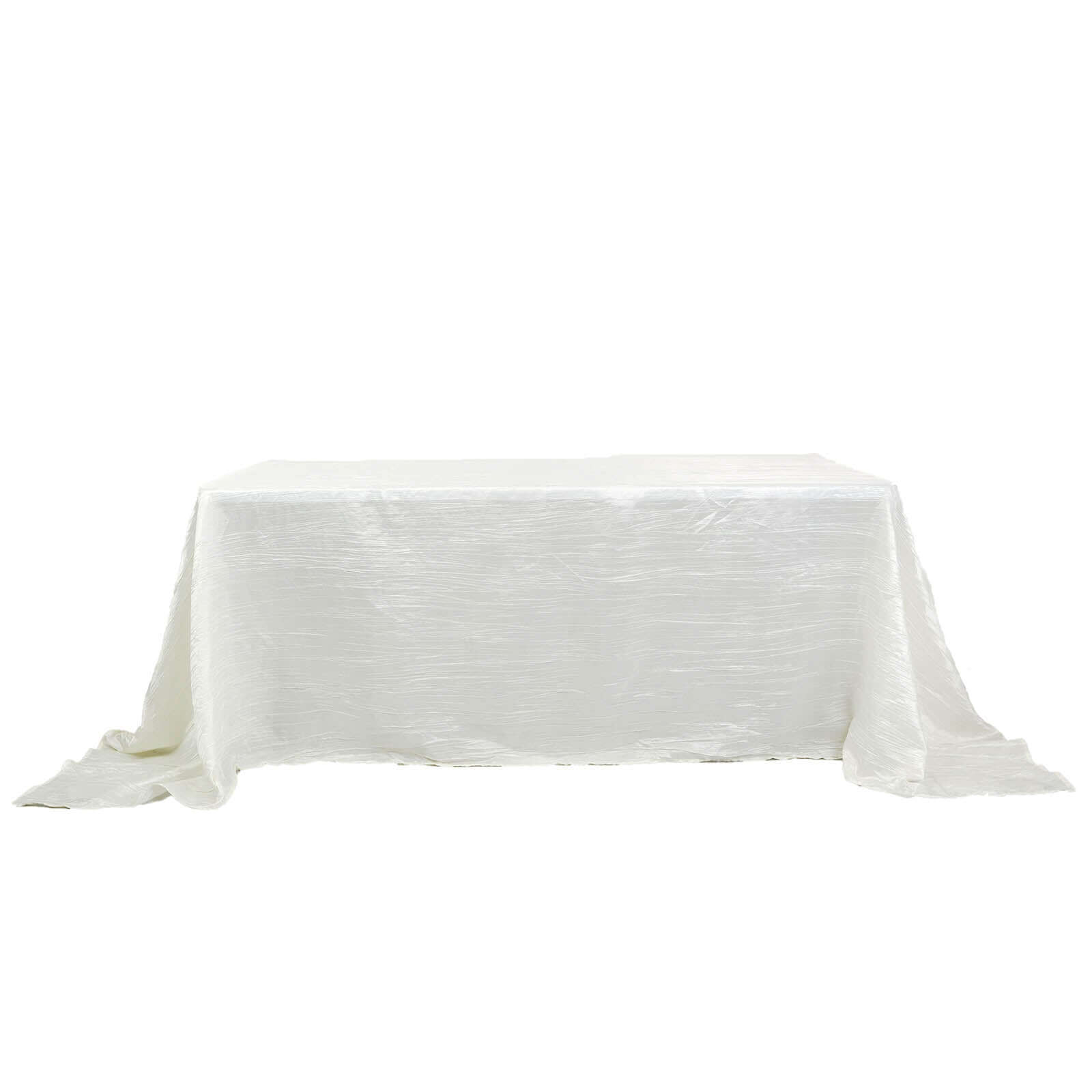 Taffeta 90"x132" Rectangle Tablecloth Ivory - Seamless Accordion Crinkle Table Cover