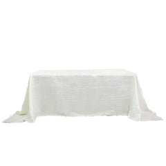 Taffeta 90"x132" Rectangle Tablecloth Ivory - Seamless Accordion Crinkle Table Cover