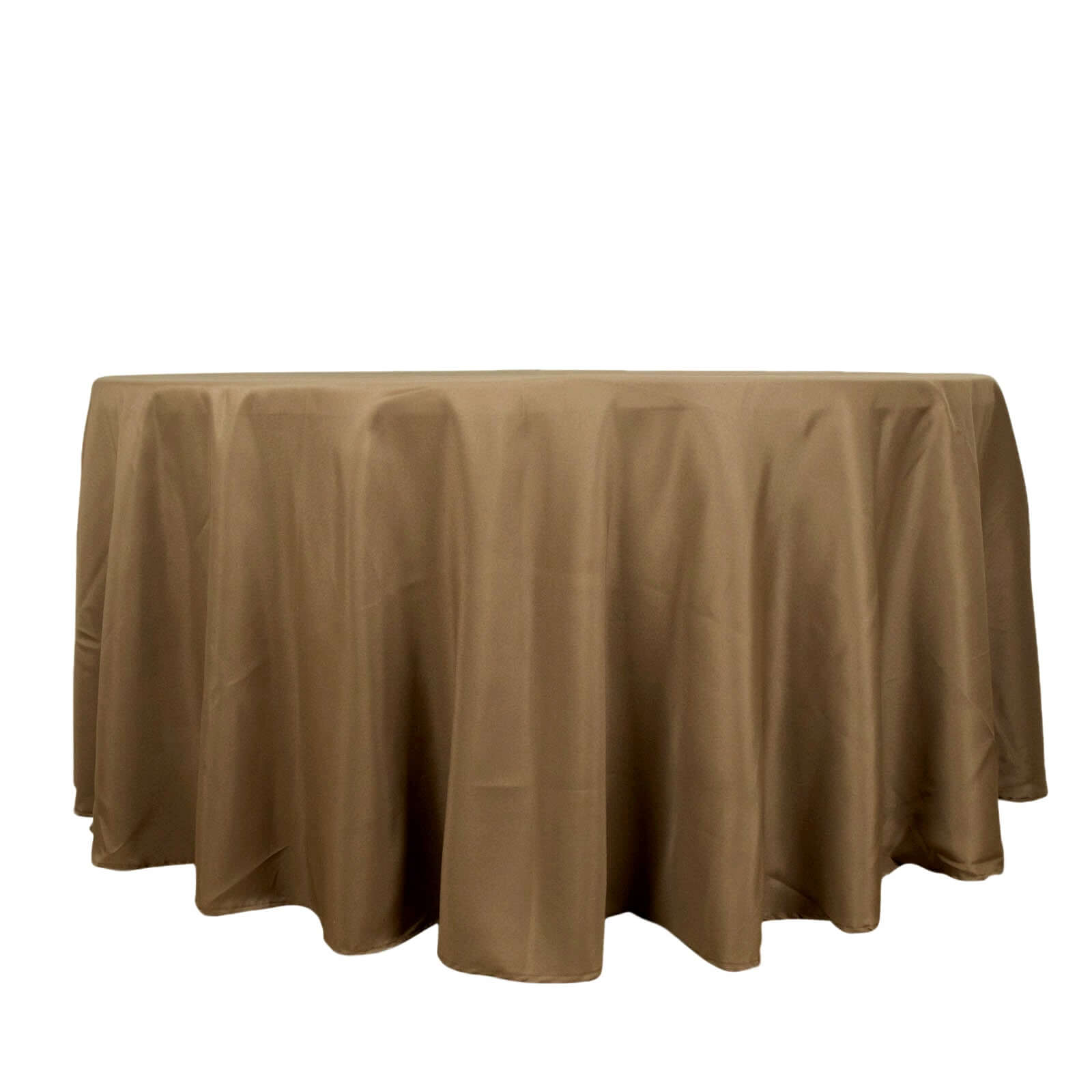 Polyester 120" Round Tablecloth Taupe - Seamless Wrinkle-Resistant Table Cover