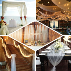 18"x100 Yards Natural Tulle Fabric Bolt, Sheer Fabric Spool Roll For Crafts