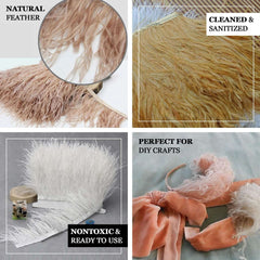 39" Natural Real Turkey Feather Fringe Trim With Satin Ribbon Tape
