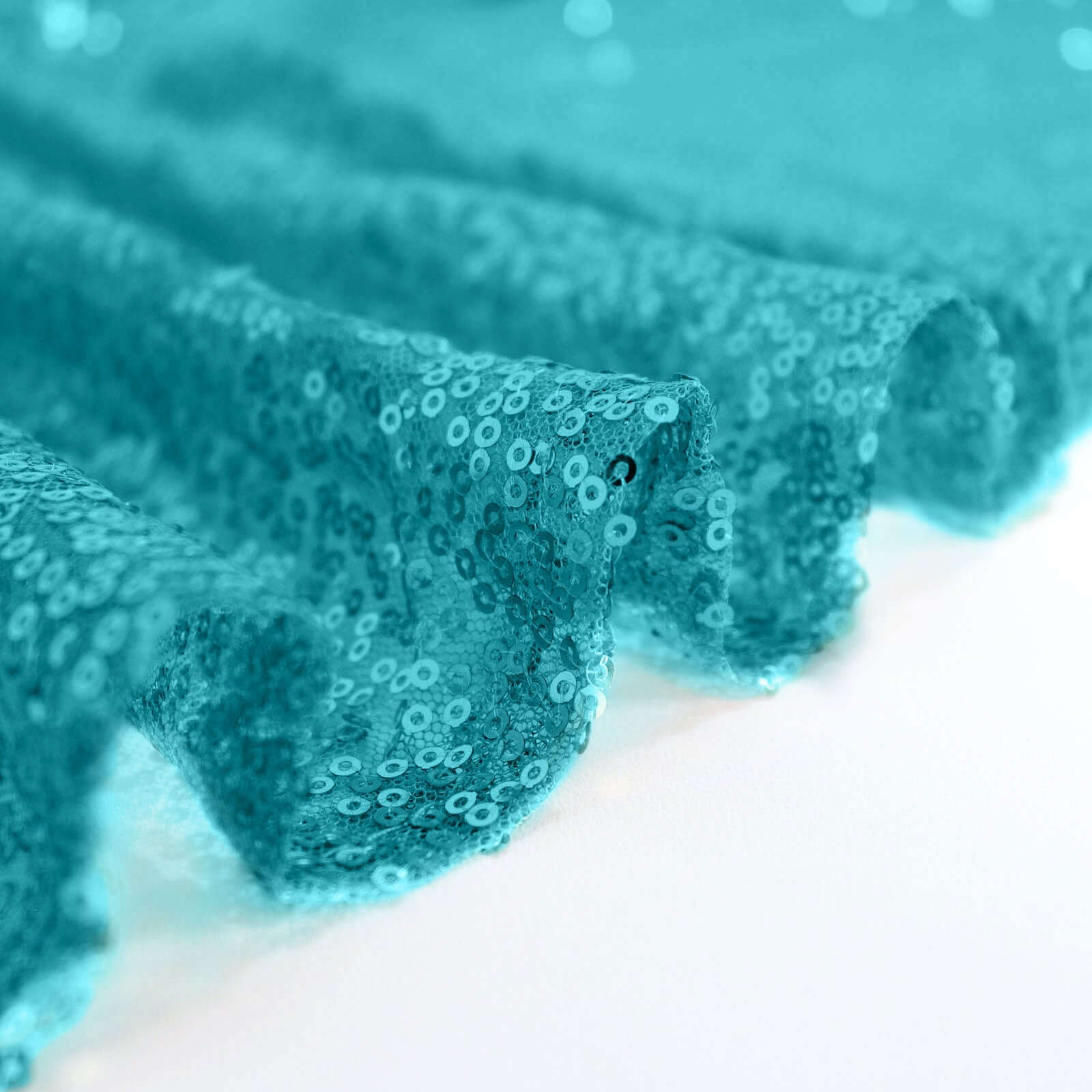 Sequin 120" Round Tablecloth Turquoise - Seamless Glittering Table Cover