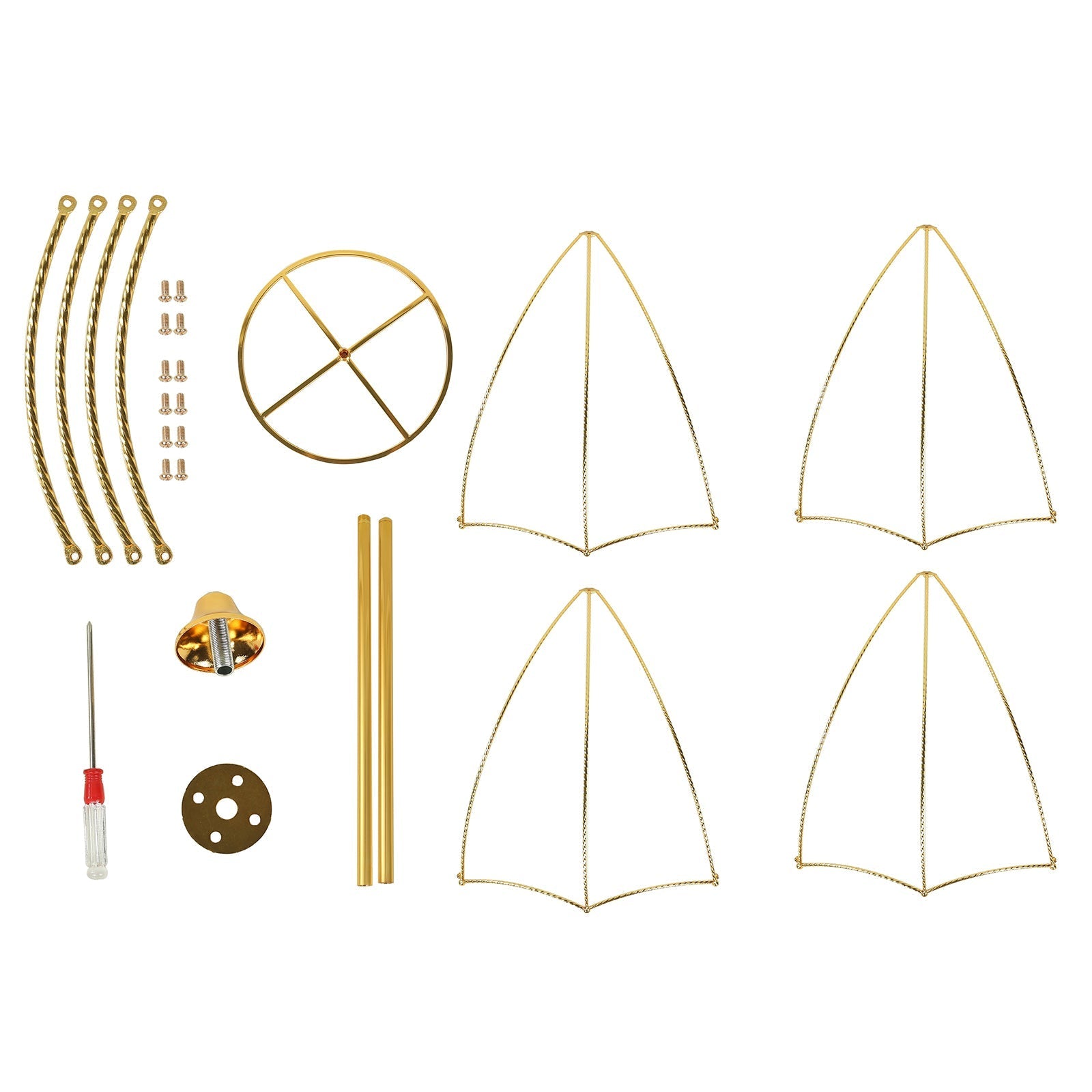 Wedding Centerpiece Umbrella Design Metal Gold - Round Base Floral Frame Stand 42"