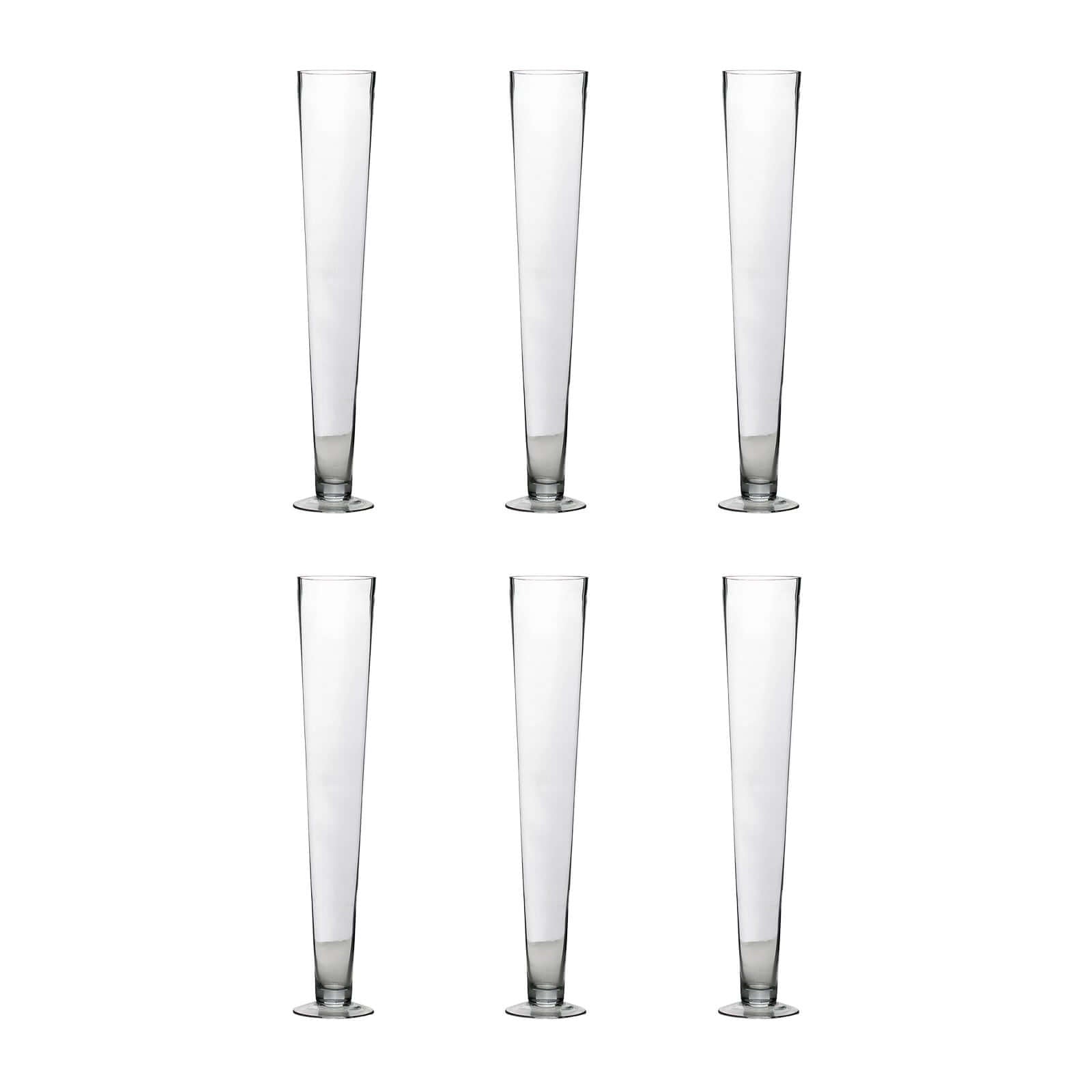 6-Pack Glass Trumpet Vases Clear - Durable Design for Chic Event Displays 24"
