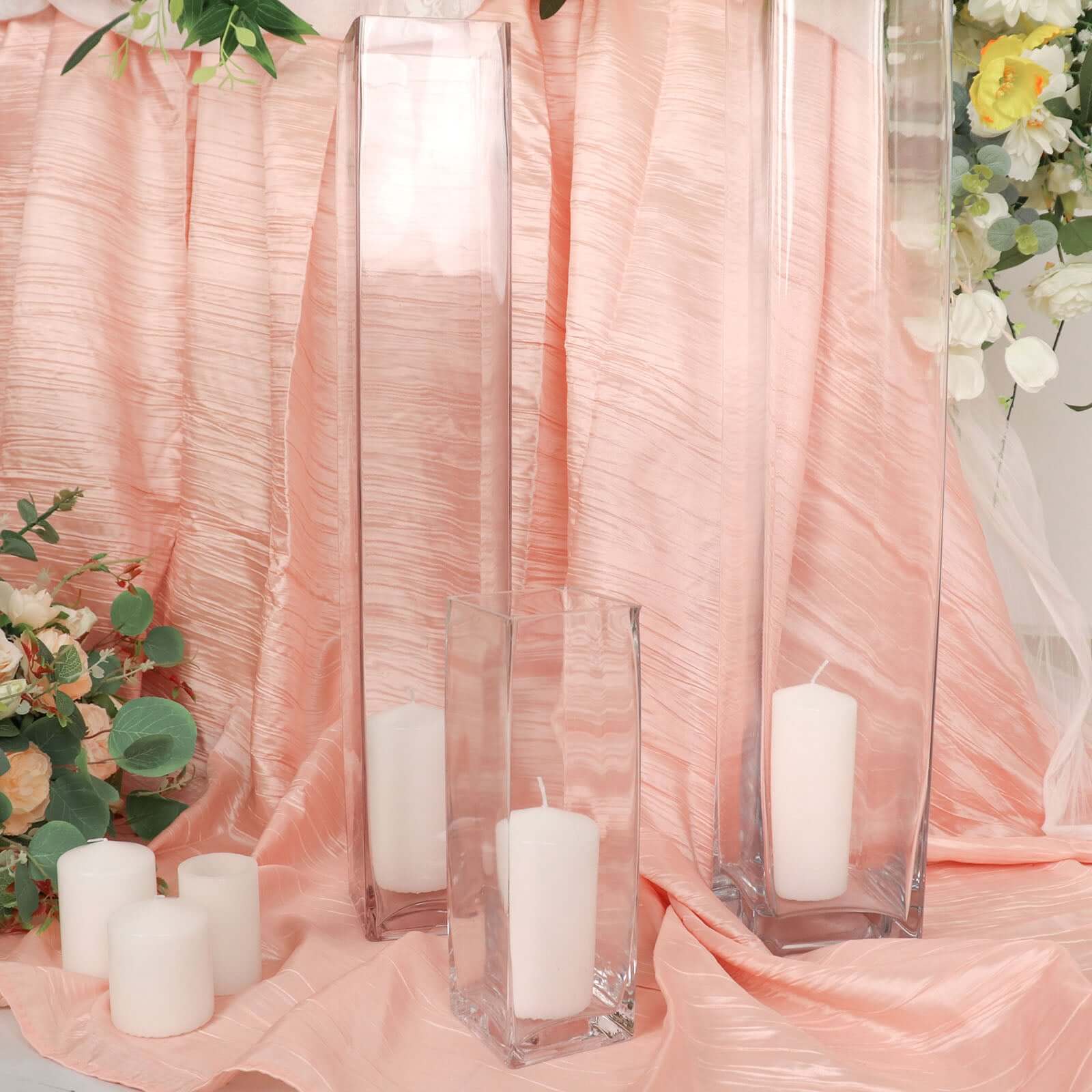 12-Pack Glass Cylinder Vases Square Clear - Durable Heavy Duty Floral Centerpieces for Weddings 10"