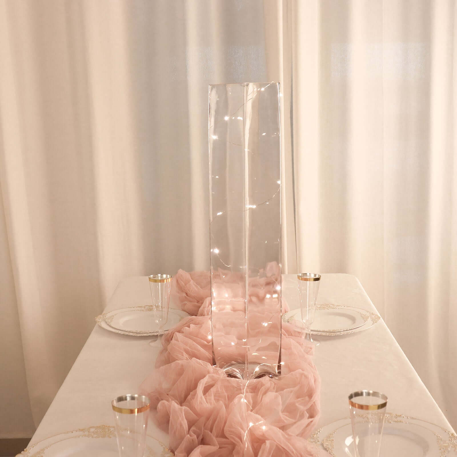 6-Pack Glass Cylinder Vases Square Clear - Durable Heavy Duty Floral Centerpieces for Weddings 24"