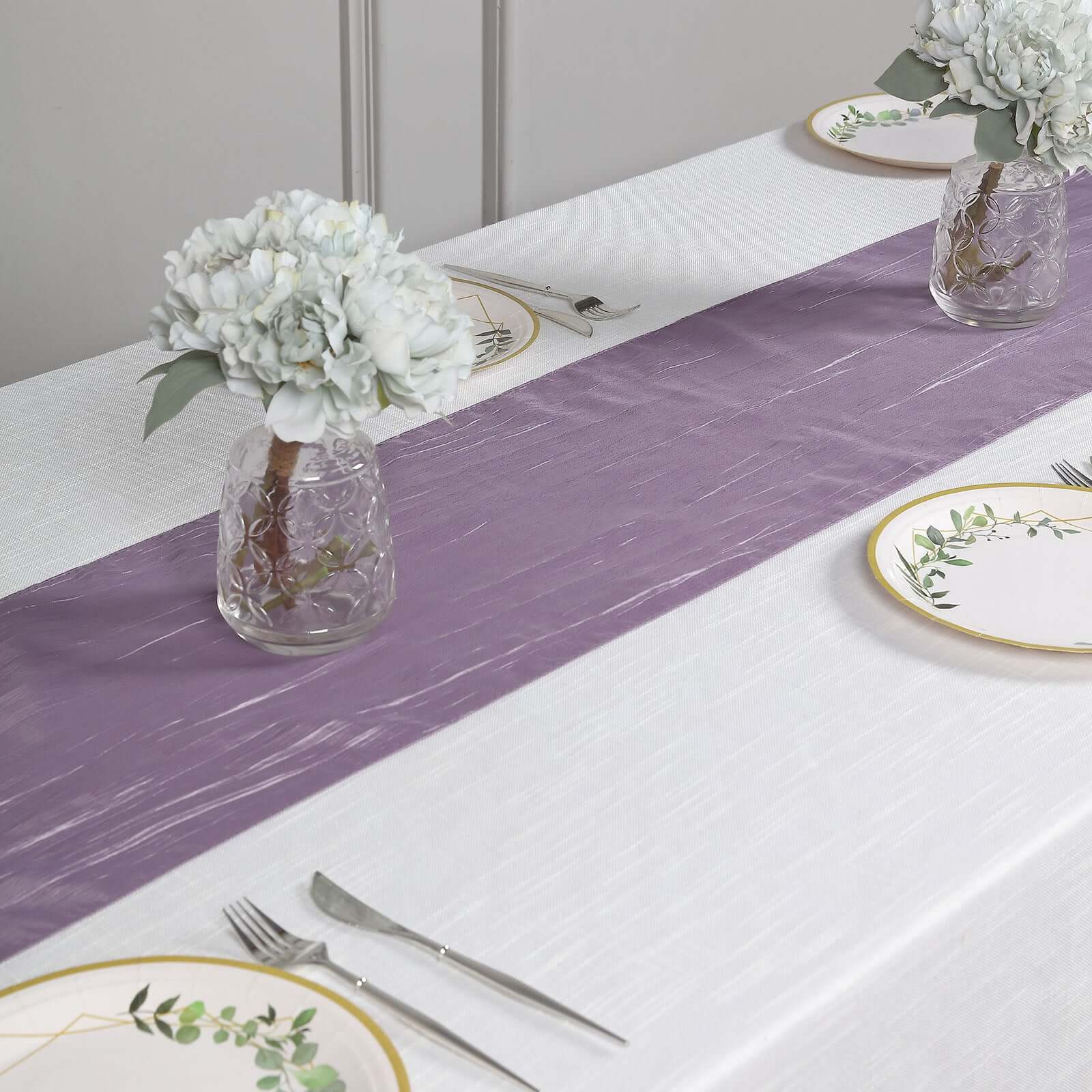 Taffeta 12"x108" Table Runner Violet Amethyst - Accordion Crinkle Design
