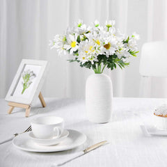 4 Bushes 11" White Artificial Silk Daisy Flower Bouquet Branches