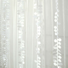 Taffeta Ribbon Sash with 4" Leaf Petal Design White 50ft - Sophisticated Artificial Fabric Garland for Events