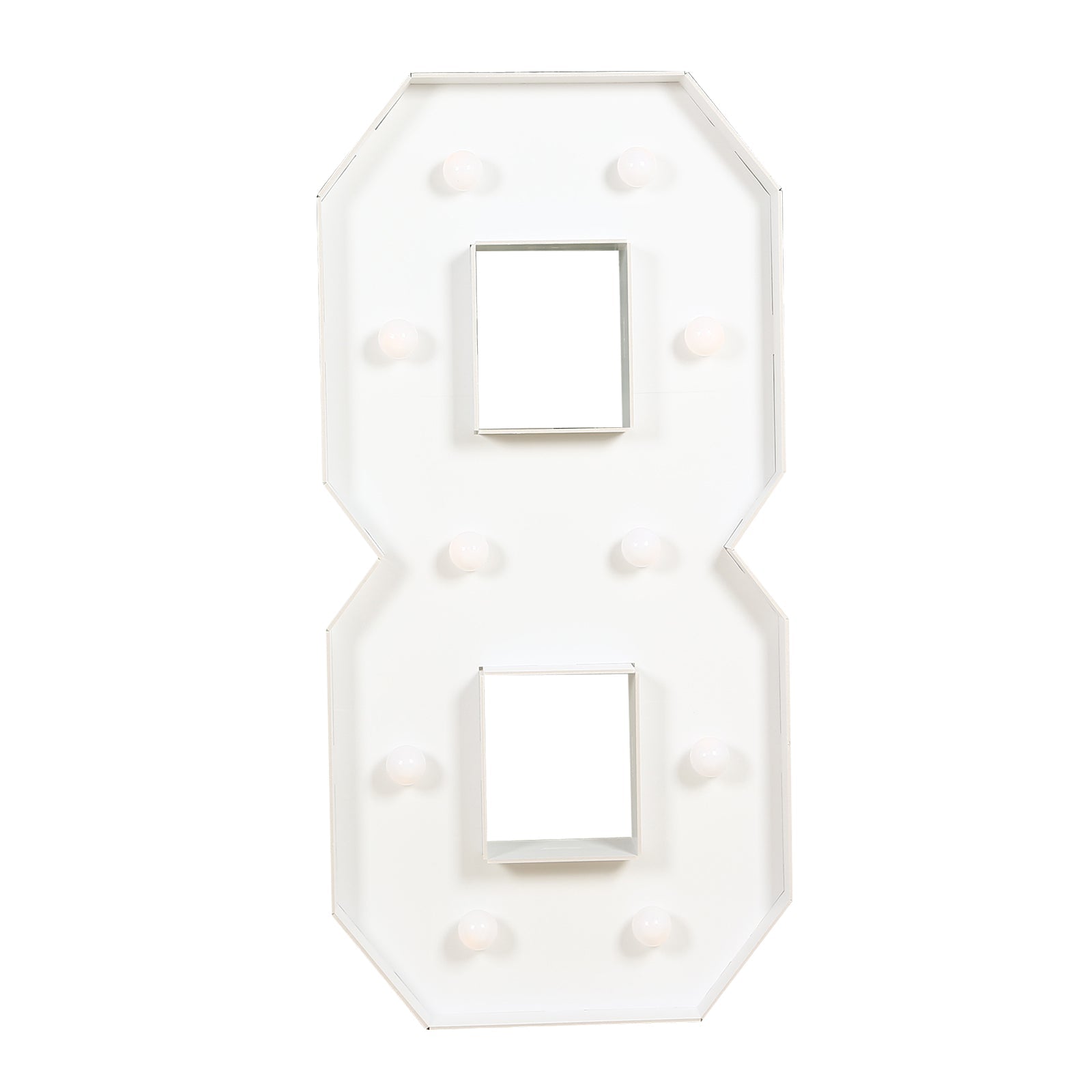 Giant LED Marquee Light Up Number "8", White 4ft Pre-Cut Foam Board with 10 Warm White Battery Operated LEDs, Glue Gun and Sticks