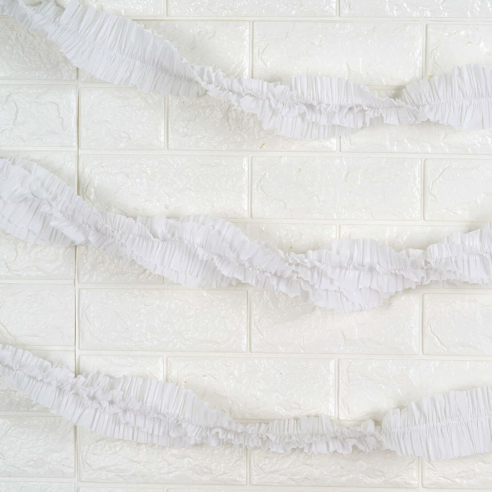 3 Pack 28ft White Ruffled Paper Streamer Rolls, Crepe Tissue Party Decorations